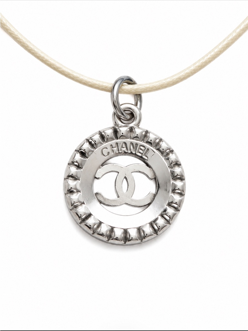 CC Charm on Cream Leather Cord - Picture 4 of 5
